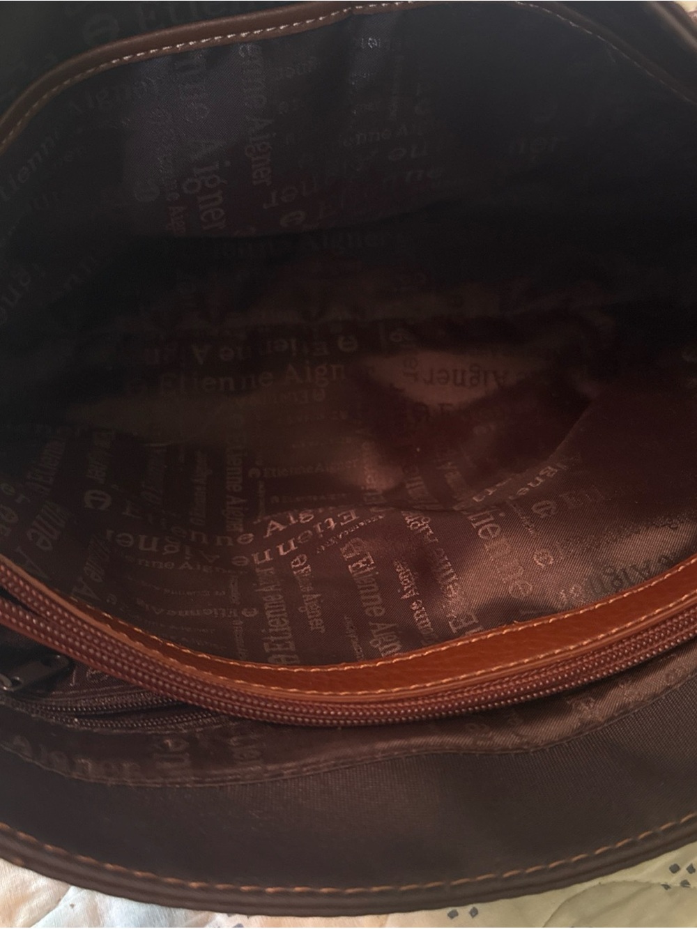 Etienne Aigner Brown Canvas and Leather Handbag Tote Bag - Picture 4 of 7